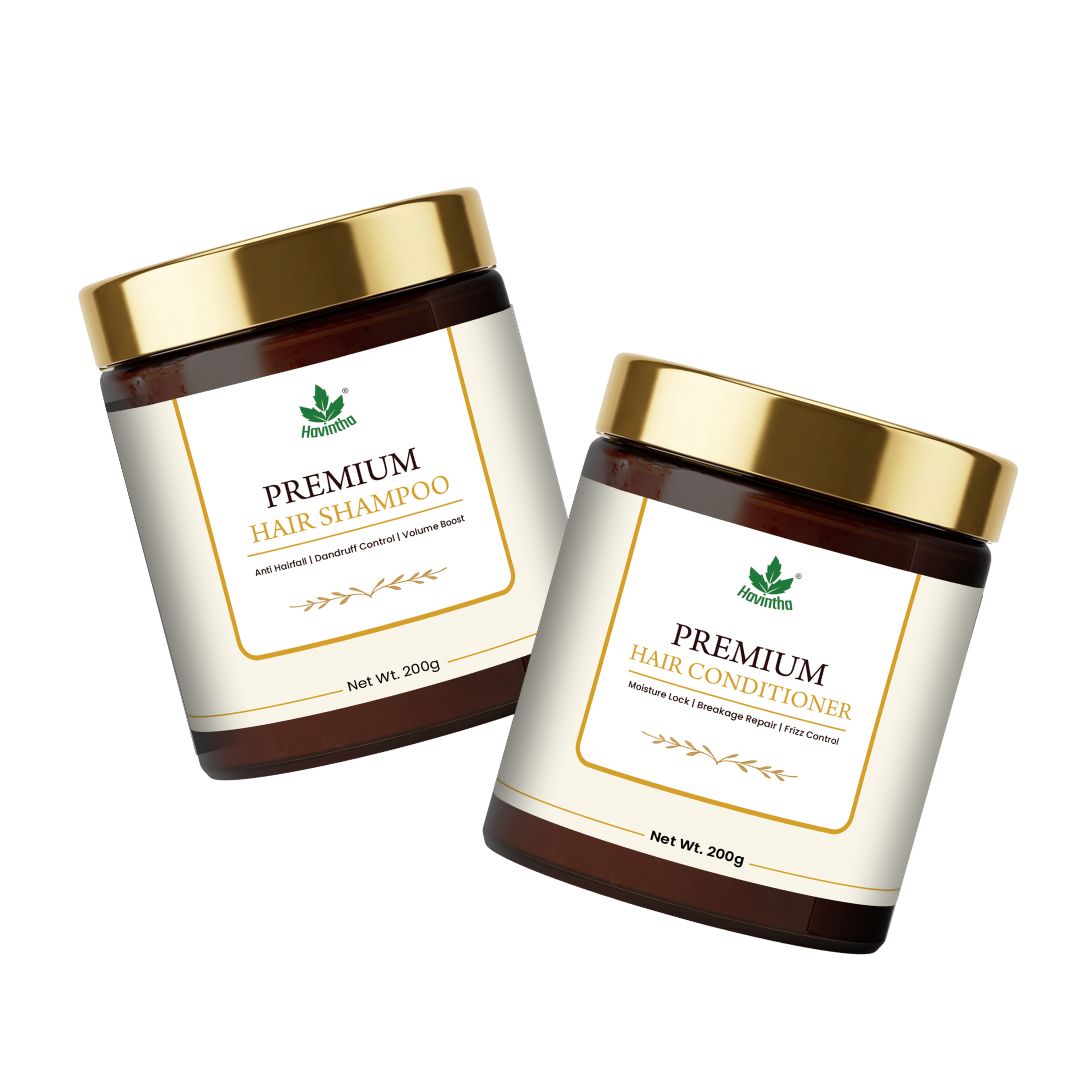 Havintha Premium Shampoo &amp; Conditioner Duo 200g Each | Anti Hair Fall, Anti Dandruff, Frizz Control &amp; Moisture Lock | Herbal Shampoo + Conditioner with Shikakai, Aloe Vera, Methi, Spirulina &amp; Keratin