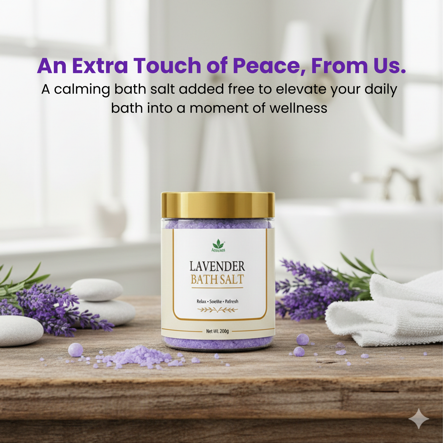 Havintha Lavender Bath Salt for Relaxation &amp; Stress Relief | Aromatherapy Spa, Muscle Pain Relief, Body Detox, Soothing, Foot | Natural Epsom Bath Salts with Lavender Essential Oil &amp; Pink Salt - 200gm