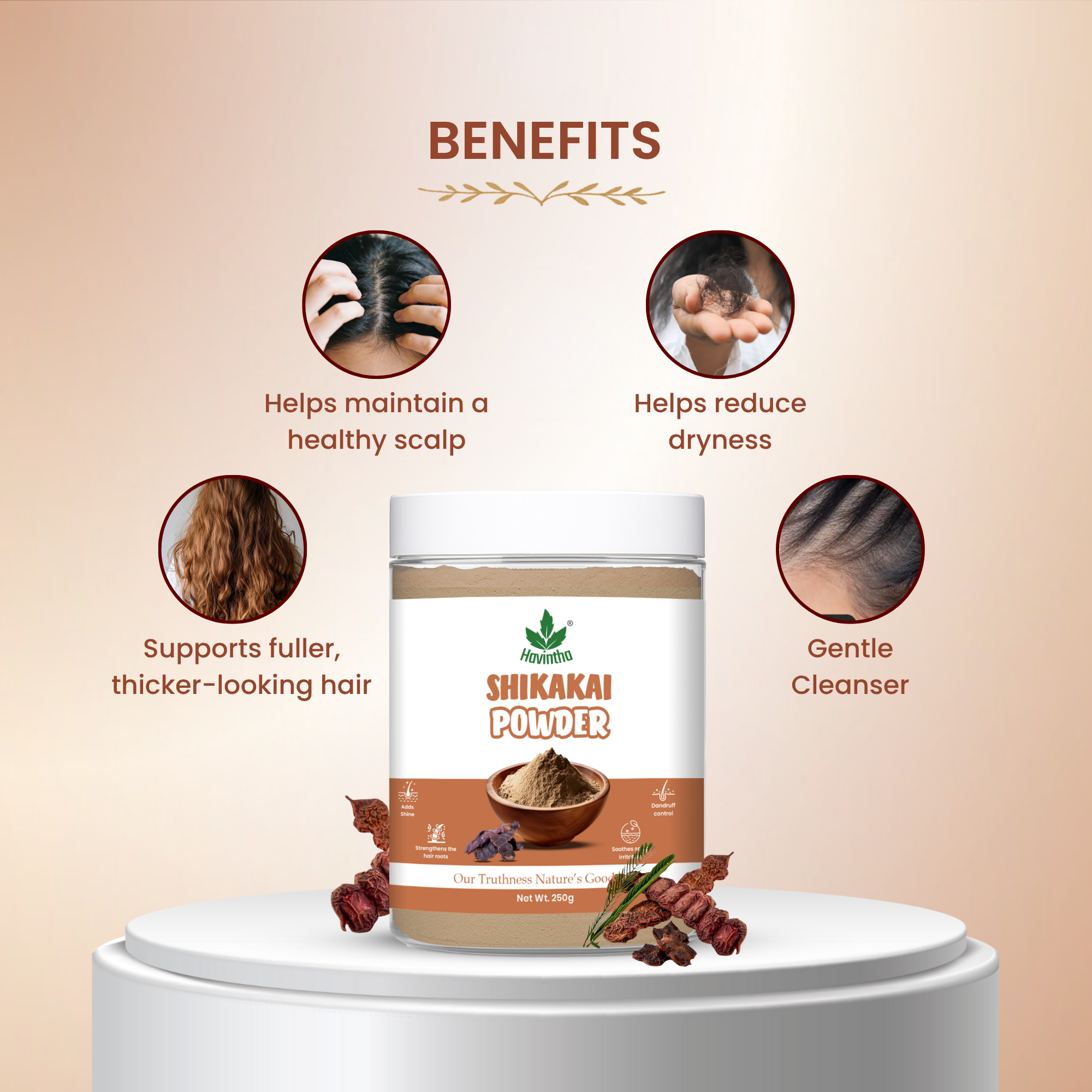 Havintha Shikakai Powder 250g | Natural Shikakai Powder for Hair Care | Healthy Hair Support