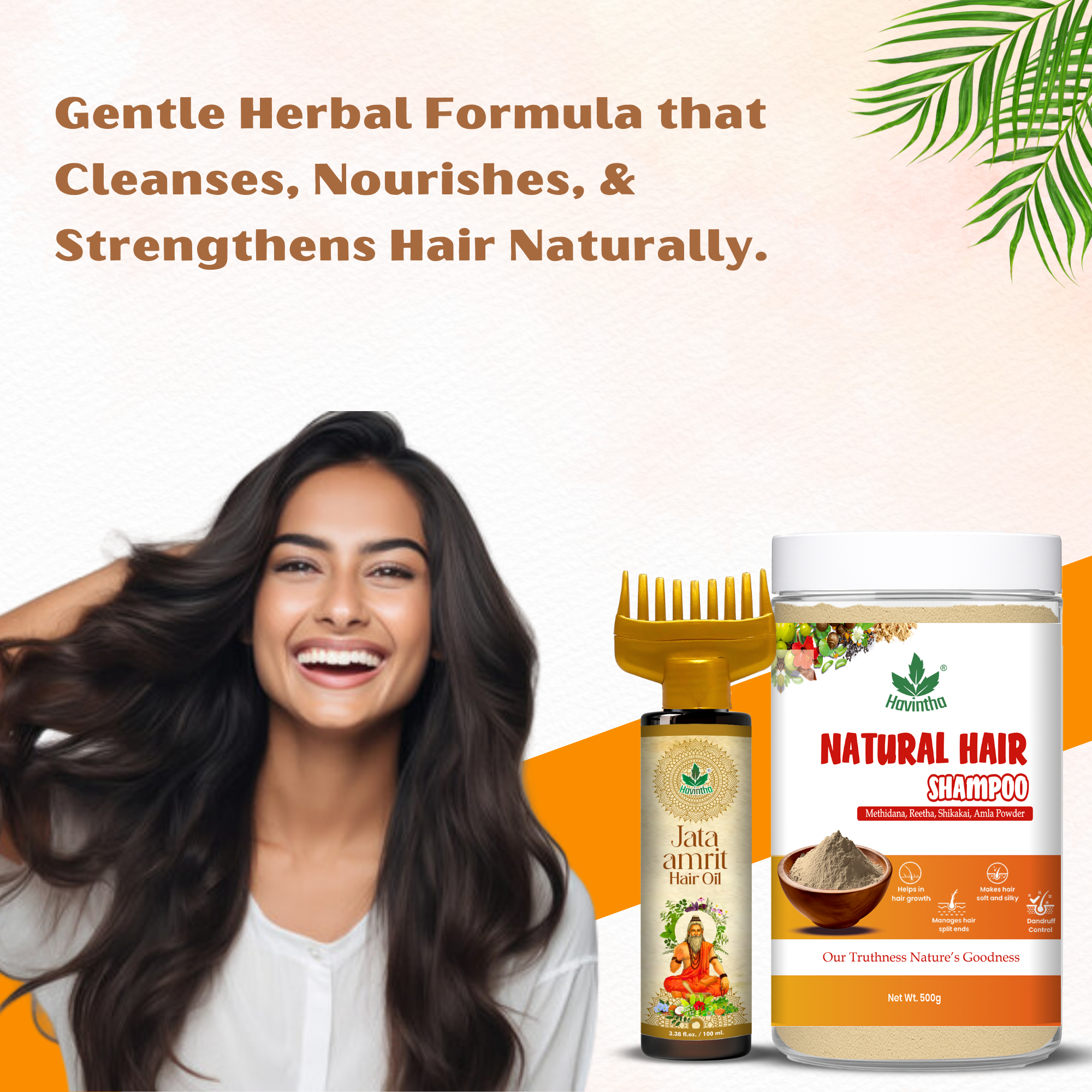 Natural Hair Shampoo (500g) for Scalp Clean &amp; Hair Growth | Jata Amrit Hair Oil (100ml) for Nourishment &amp; Shine | For Men &amp; Women