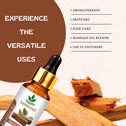 Havintha Sandalwood Essential Oil For Stress Reduction, Hair Care, Skin Care and Mental Alertness | Pure Aroma - 15 ml.