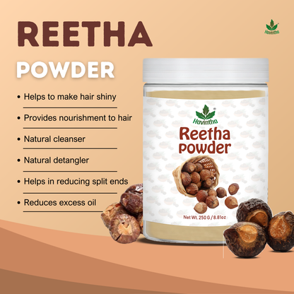 Havintha Natural Reetha Powder For Shiny Hair | Hair Care Powder | 250 Grams (JAR)