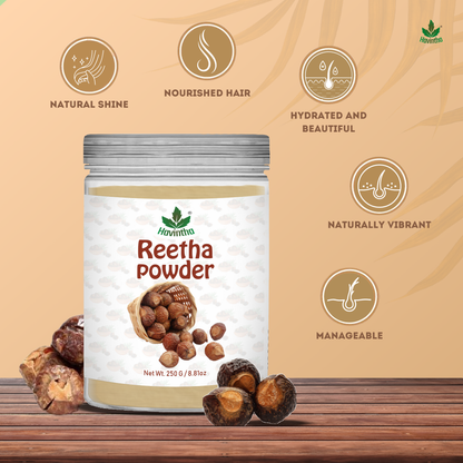 Havintha Natural Reetha Powder For Shiny Hair | Hair Care Powder | 250 Grams (JAR)