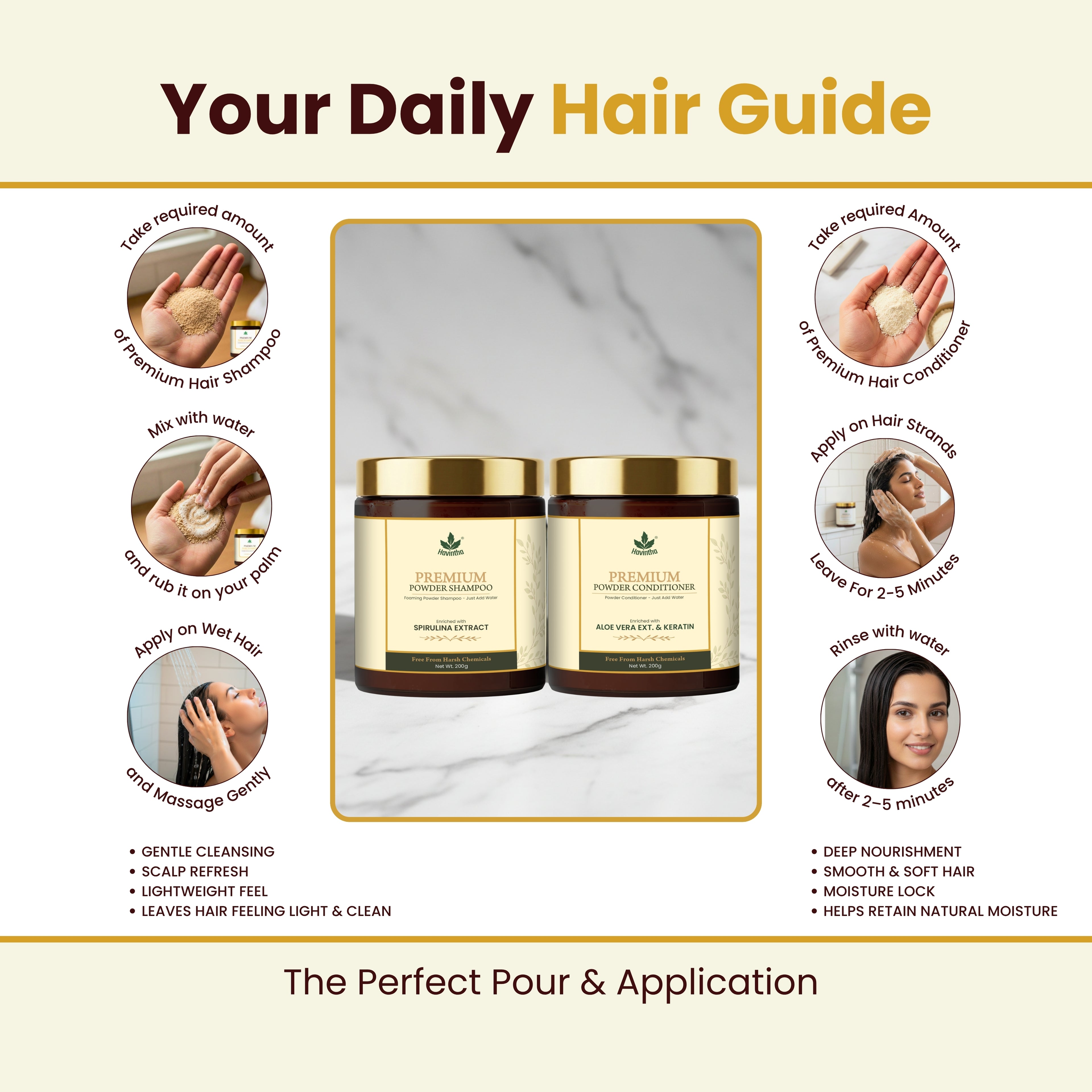 Havintha Premium Shampoo &amp; Conditioner Combo with Shikakai, Aloe Vera &amp; Keratin, 200g Each