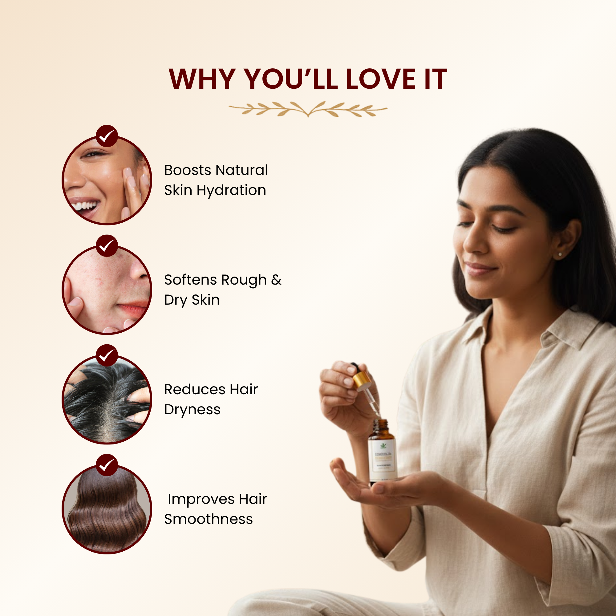 Havintha Rose Essential Oil For Hair, Skin and Stress Reduction | Pure and Organic Aroma - 15 ml.