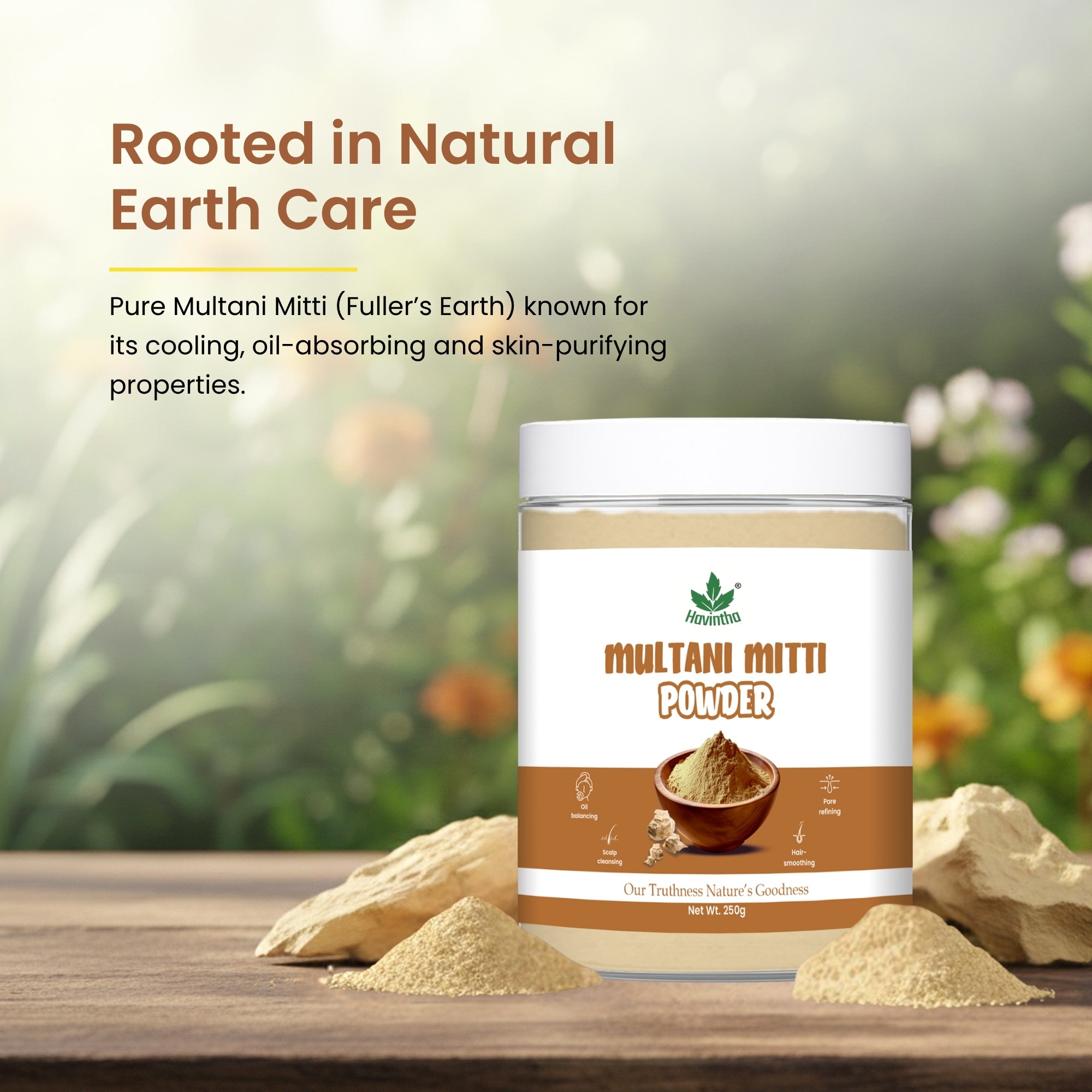 Havintha Natural Multani Mitti Powder | Natural Face Pack &amp; Skin Care | 250 Grams (JAR)