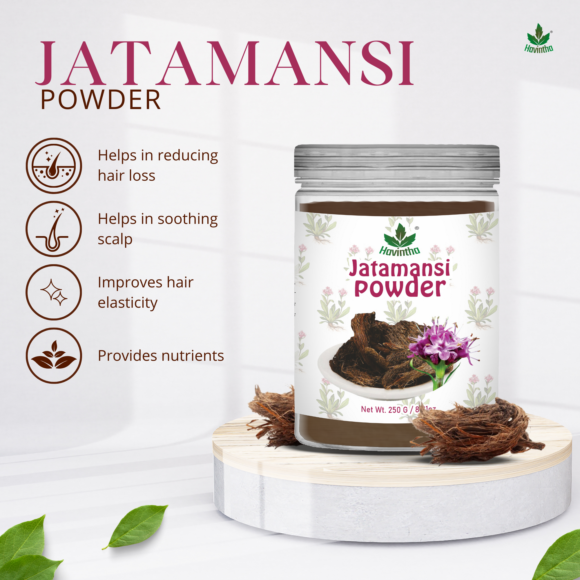 Havintha Natural Jatamansi Powder | For Strong Hair | 250 Grams (JAR)