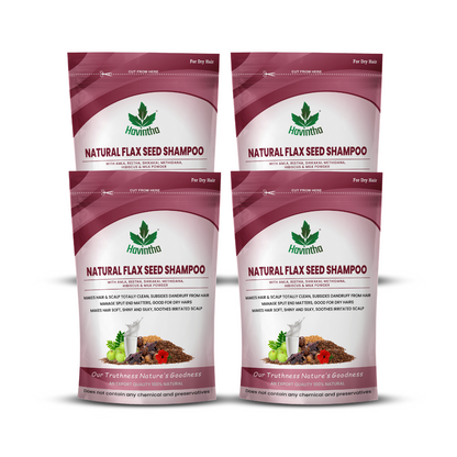 Havintha Natural Flaxseed Shampoo with Amla Reetha Shikakai Methidana Hibiscus and Milk Powder for Dry Hair - 227gm