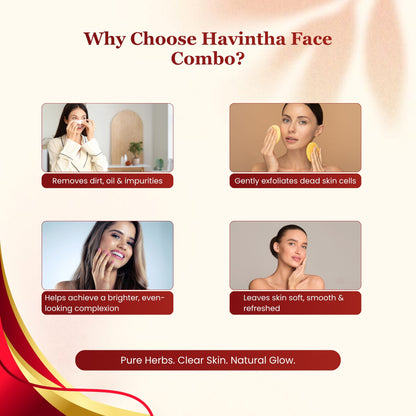 Havintha Natural Face Pack Combo 300g | Multani Mitti, Sandalwood, Orange Peel, Rose Petal, Masoor Dal &amp; Amba Haldi | Herbal Skin Care