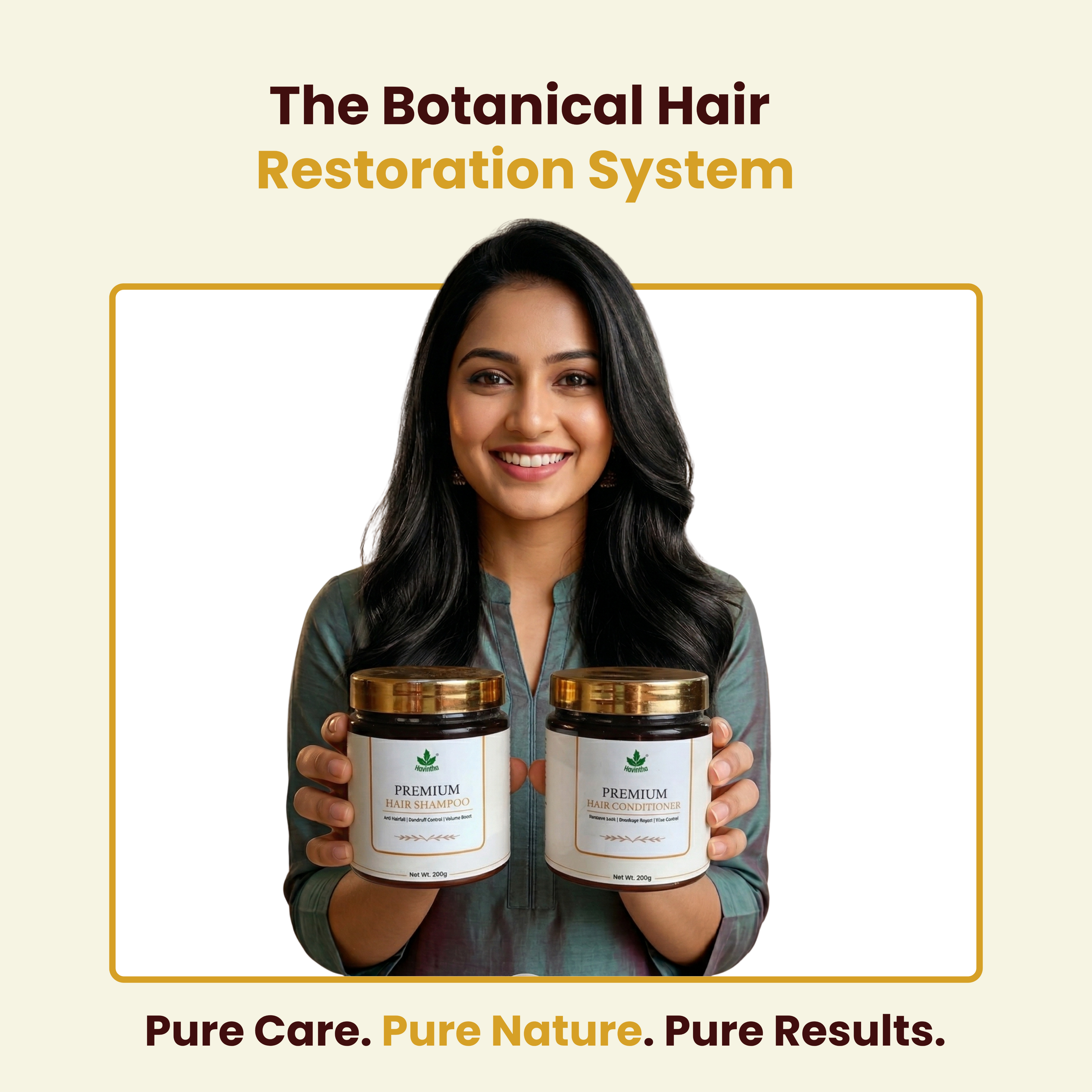 Havintha Premium Shampoo &amp; Conditioner Duo 200g Each | Anti Hair Fall, Anti Dandruff, Frizz Control &amp; Moisture Lock | Herbal Shampoo + Conditioner with Shikakai, Aloe Vera, Methi, Spirulina &amp; Keratin