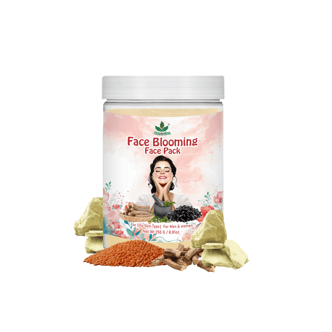 Havintha Natural Blooming Face Pack | For Brighter Glowing Skin | All Skin Type | 250 Grams (JAR)