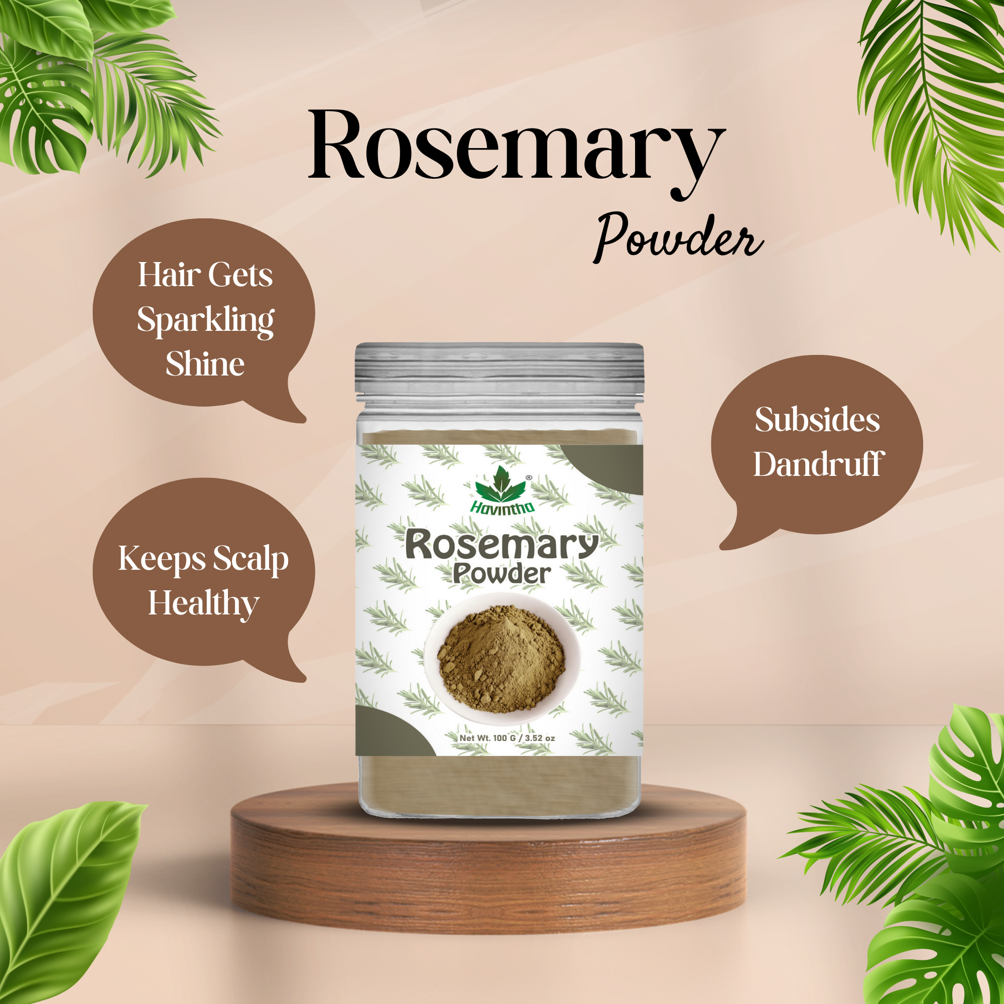 Havintha Natural Rosemary Powder For Shiny Hair|Rosemary powder for hair growth| Men &amp; Women - 100gm