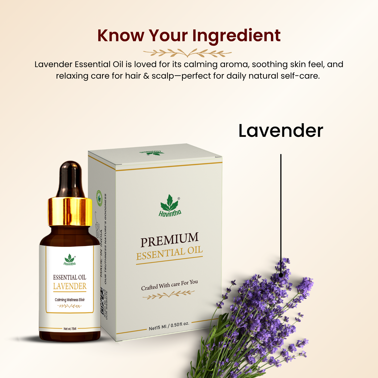 Havintha Lavender Essential Oil 15ml | Natural Lavender Oil | Herbal Hair &amp; Skin Care