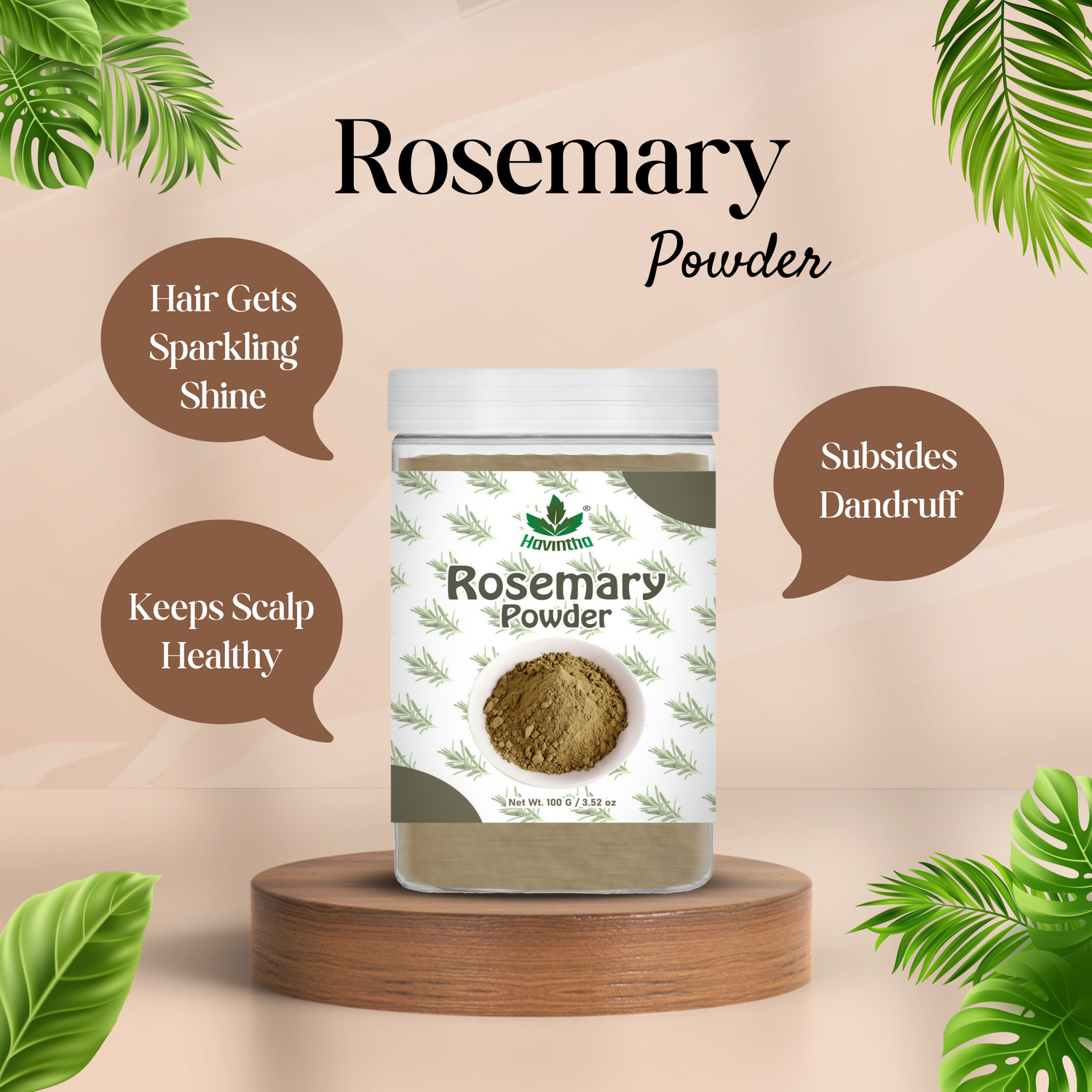 Havintha Natural Rosemary Powder For Shiny Hair|Rosemary powder for hair growth| Men &amp; Women - 100gm