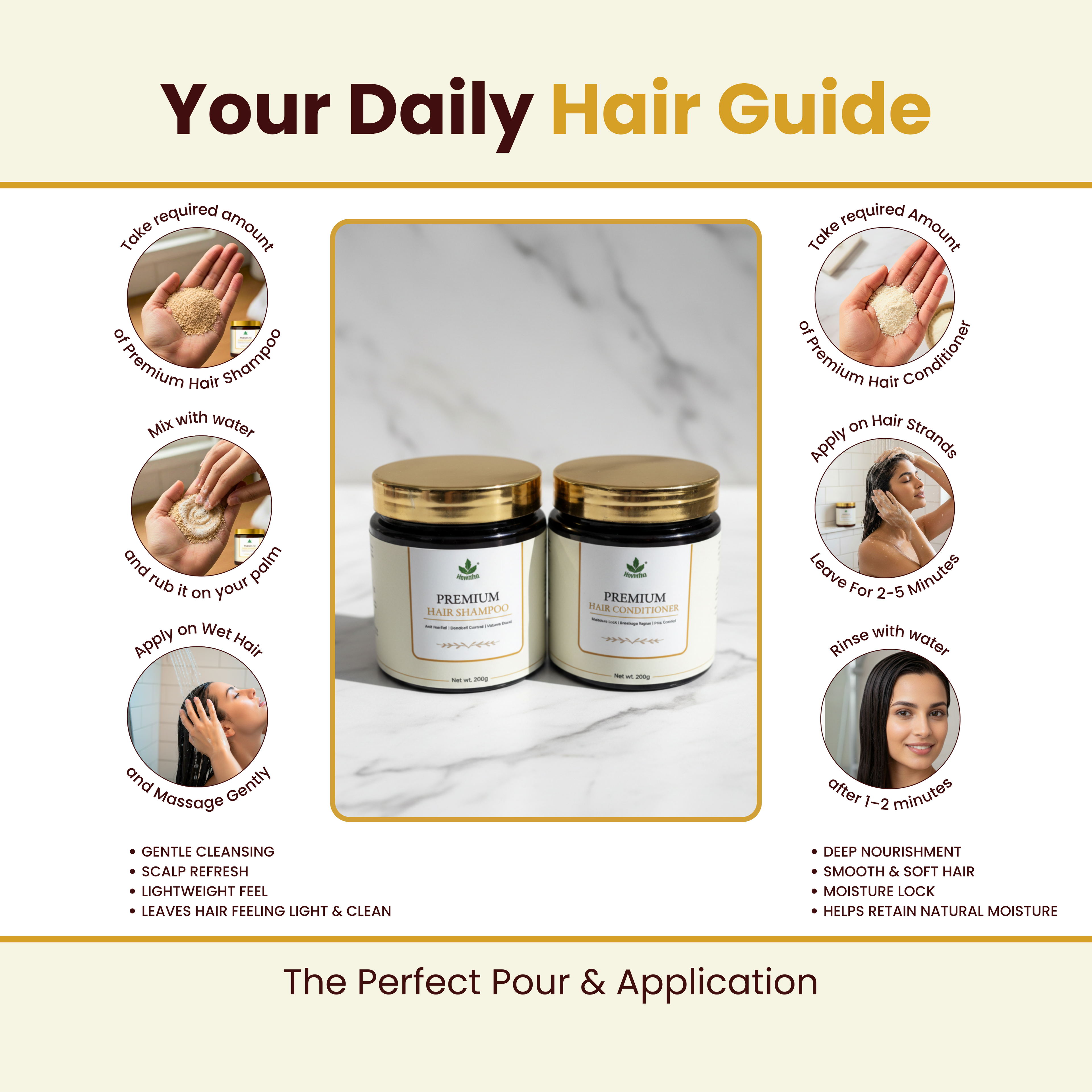 Havintha Premium Shampoo &amp; Conditioner Duo 200g Each | Anti Hair Fall, Anti Dandruff, Frizz Control &amp; Moisture Lock | Herbal Shampoo + Conditioner with Shikakai, Aloe Vera, Methi, Spirulina &amp; Keratin