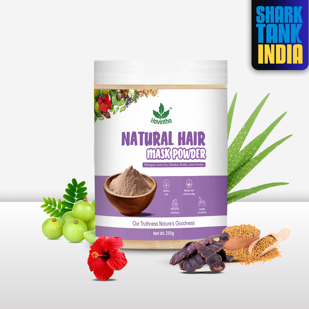 Havintha Natural Hair Mask Powder for Dandruff, Hair Fall, and Hair Growth - 250 grams