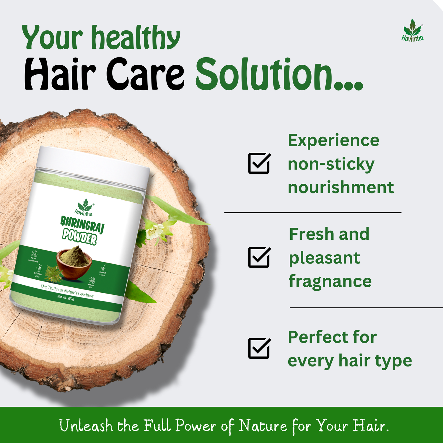 Bhringraj Powder For Hair Growth Split Ends Nourishment Dandruff Moisturising - 250 Grams