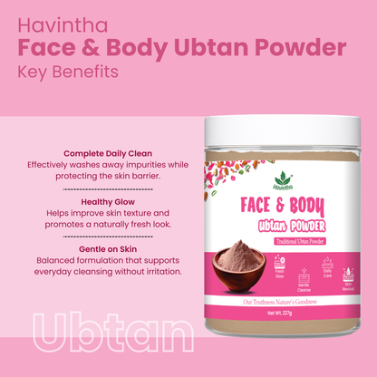Havintha Natural Face and Body Ubtan Powder for All Skin Types (For Men and Women) - 227 gm