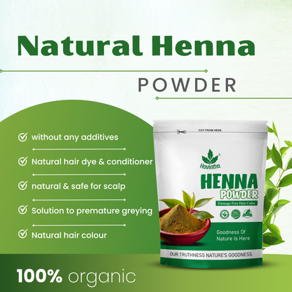 Havintha Natural Indigo Powder (200g) &amp; Henna Powder (200g) Combo for Natural Black Hair Color