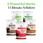 Havintha Amla, Reetha, Shikakai, Bhringraj and Hibiscus powder for Hair care (each 50 gram )