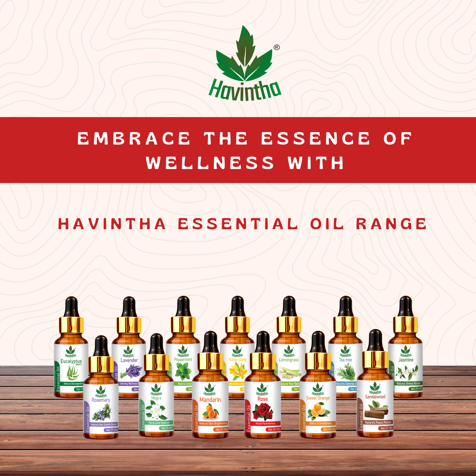 Havintha Rose Essential Oil For Hair, Skin and Stress Reduction | Pure and Organic Aroma - 15 ml.