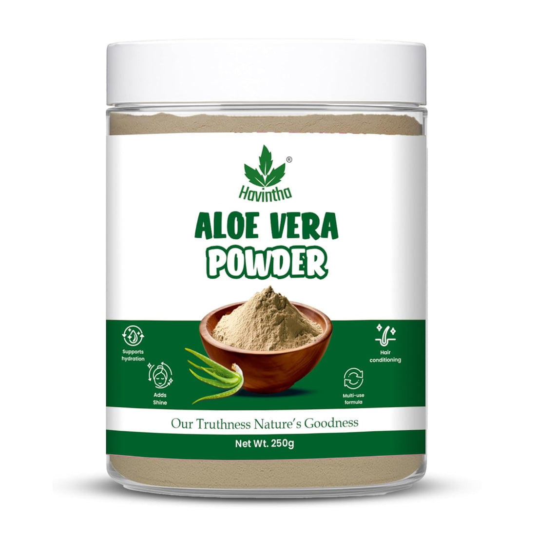 Havintha Natural Aloevera Powder for clean skin | For Glowing Skin | Natural Face Care | 250 Grams (JAR)