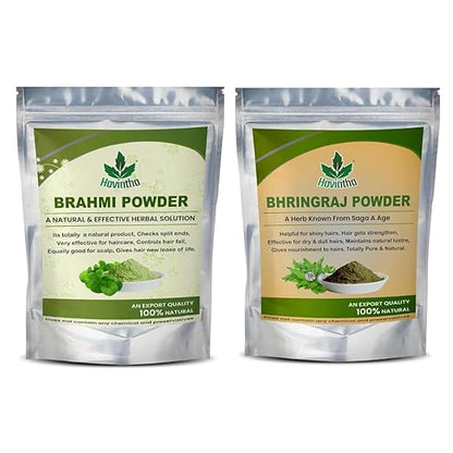 Havintha Bhringraj and Bhrami Powder For Hair Growth and Helps in Scalp, Combo Pack each - 227 g.