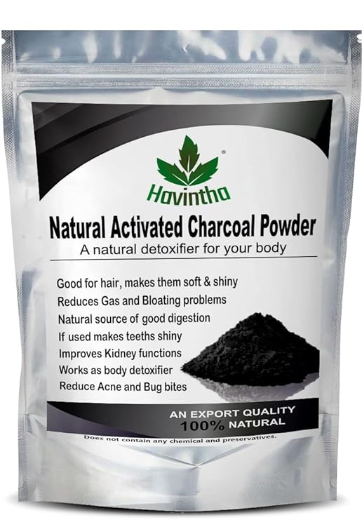 Havintha 100% Natural Activated Charcoal Powder for Skin, Face Pack, Removes Dead Skin and Natural Detoxifier for Your Body, 227g