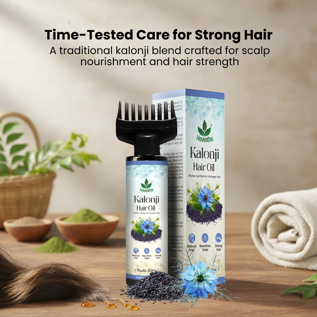 Havintha Natural Kalonji Hair Oil |Nourish &amp; Strengthen Your Hair Naturally |Secret to Thick Hair |100 ml