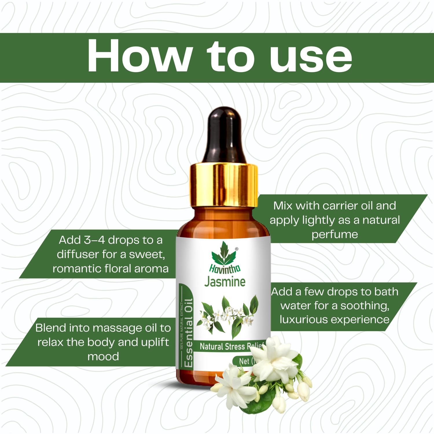 Haivntha Natural Mogra Essential Oil for Wound Healing, Nourishing Skin, Massage and Aromatherapy -15ml