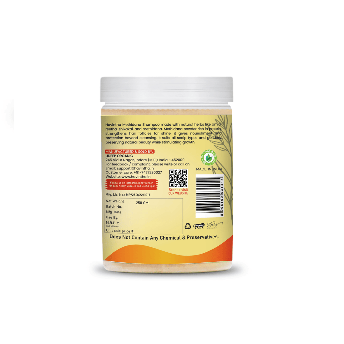 Natural Methidana Powder Shampoo | For Hair Growth &amp; Scalp Clean | Men &amp; Women