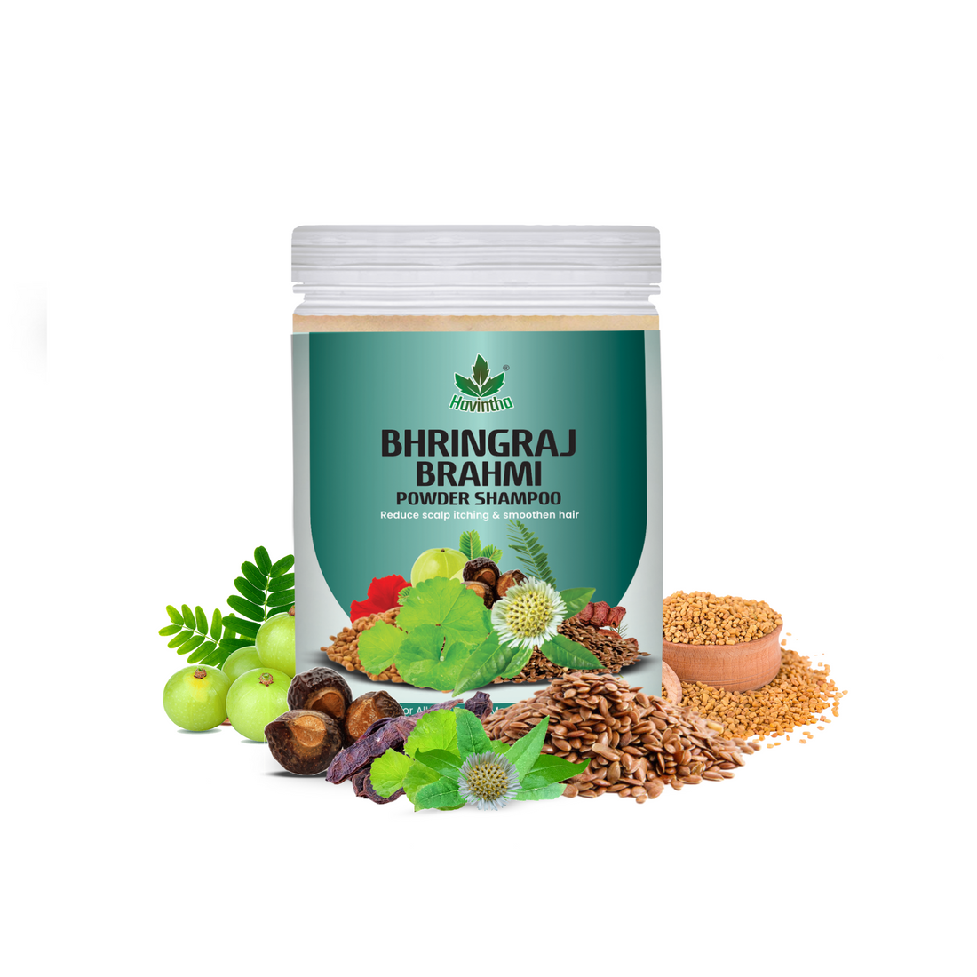 Natural Bhringraj &amp; Brahmi Shampoo Powder For Dandruff &amp; Scalp Problem | All Hair Types | Men &amp; Women - 250gm