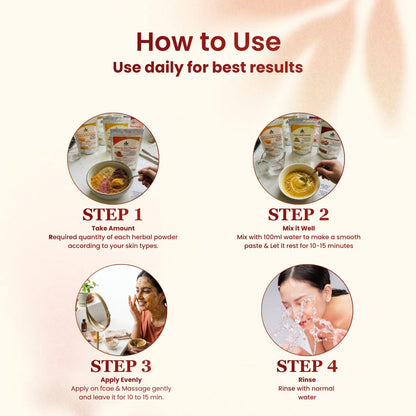 Havintha Natural Face Pack Combo 300g | Multani Mitti, Sandalwood, Orange Peel, Rose Petal, Masoor Dal &amp; Amba Haldi | Herbal Skin Care