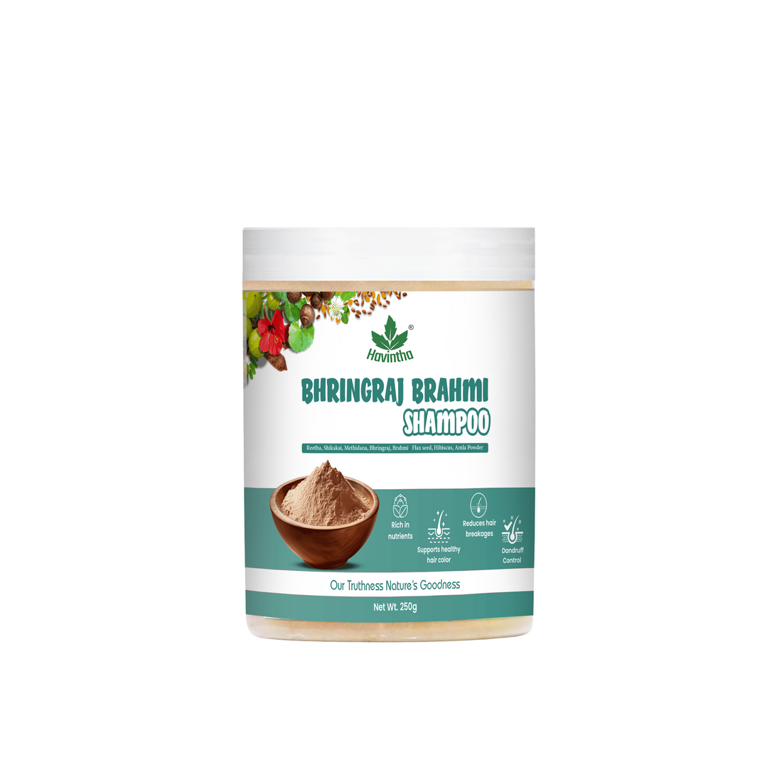Natural Bhringraj &amp; Brahmi Powder Shampoo | Anti-Dandruff Shampoo | All Hair Types | Men &amp; Women (250g)