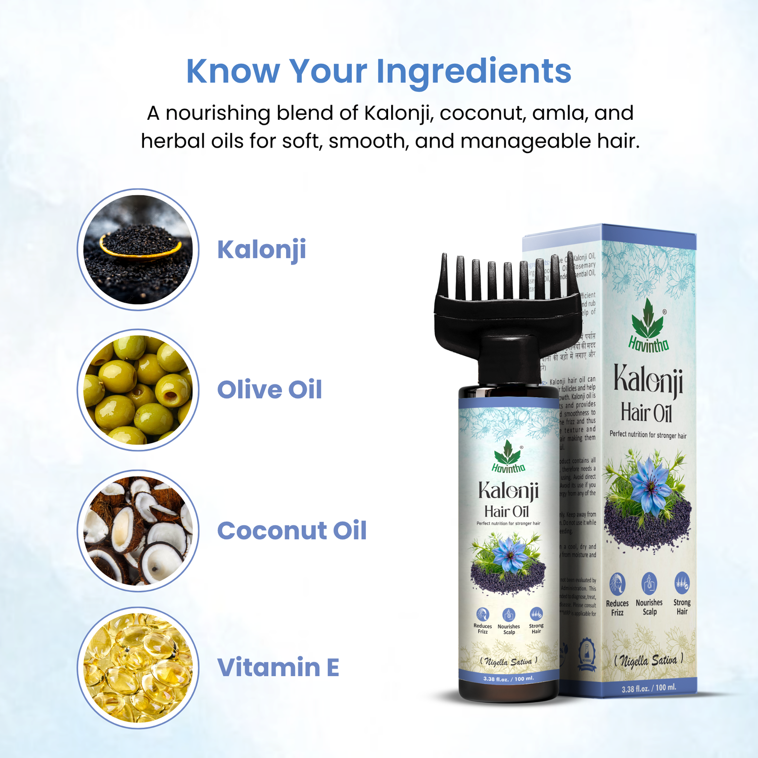 Havintha Natural Kalonji Hair Oil 100ml | Nourishes &amp; Strengthens Hair Naturally | For Men &amp; Women