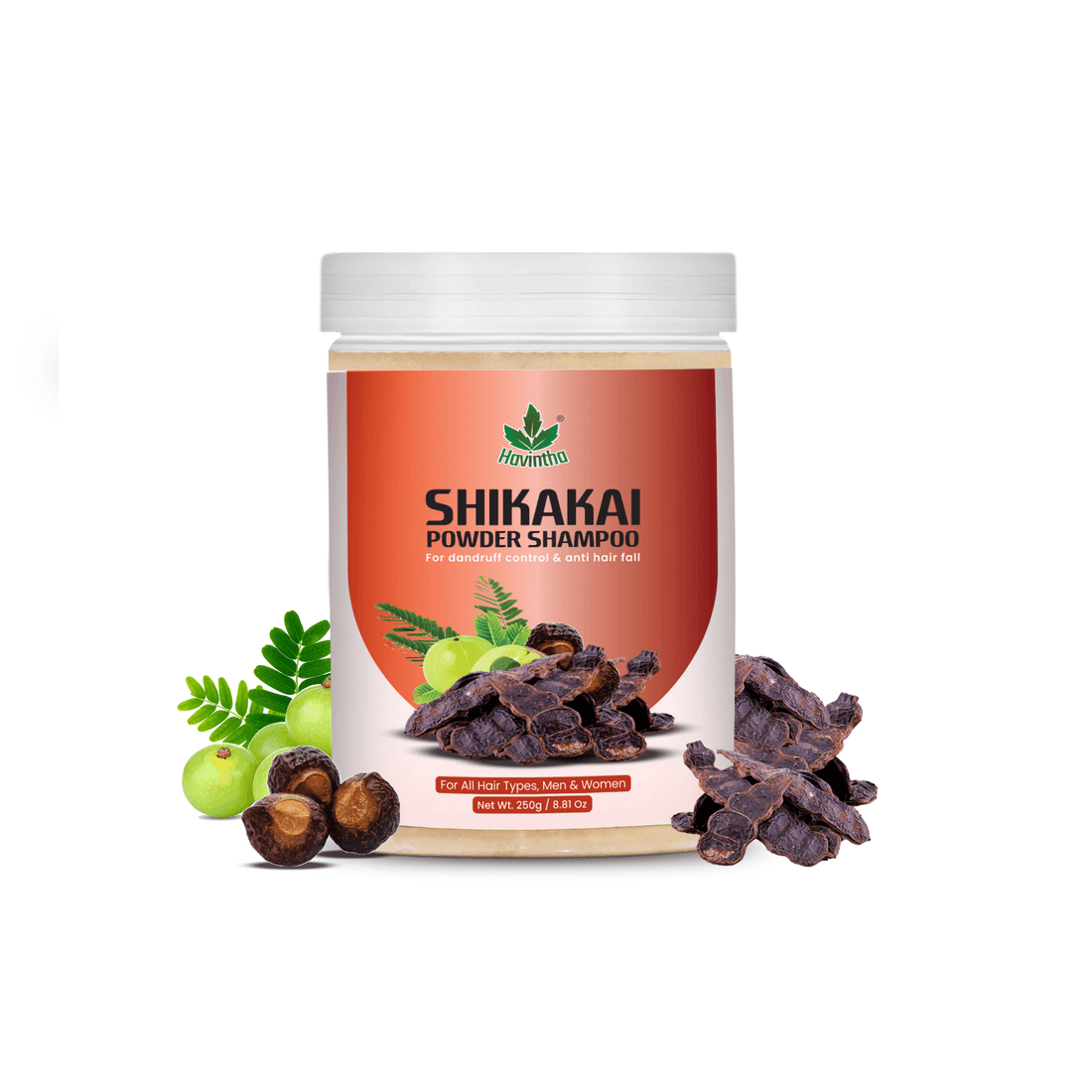 Natural Shikakai Powder Shampoo with Amla, Reetha | For Hair Growth, Shiny Hair | All Hair Types | Men &amp; Women - 250gm