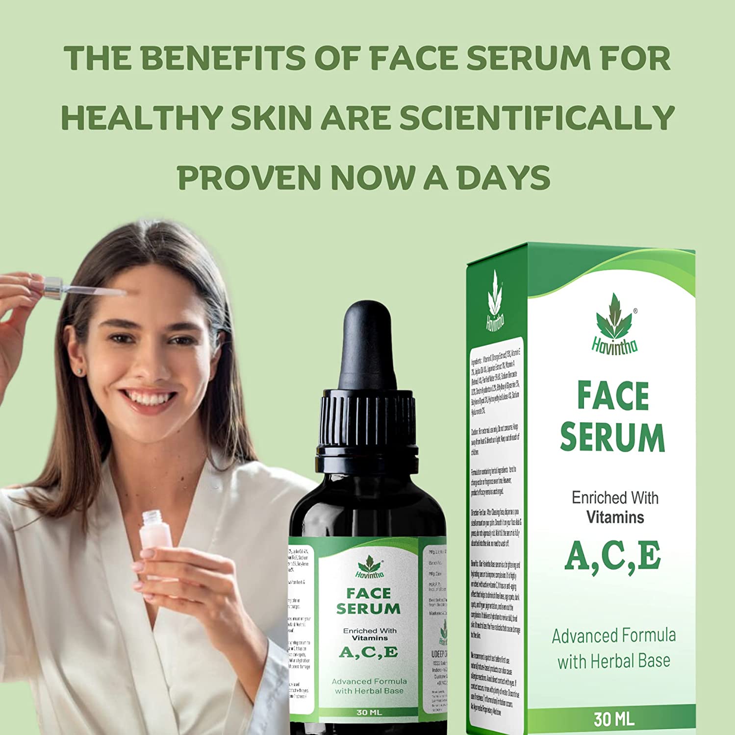 Havintha Natural Face Serum For Glowing Skin, Pigmentation and Dark Spot | Face Serum With Vitamin A C E, Lemon, Jojoba Oil | For Men &amp; Women - 30 ML