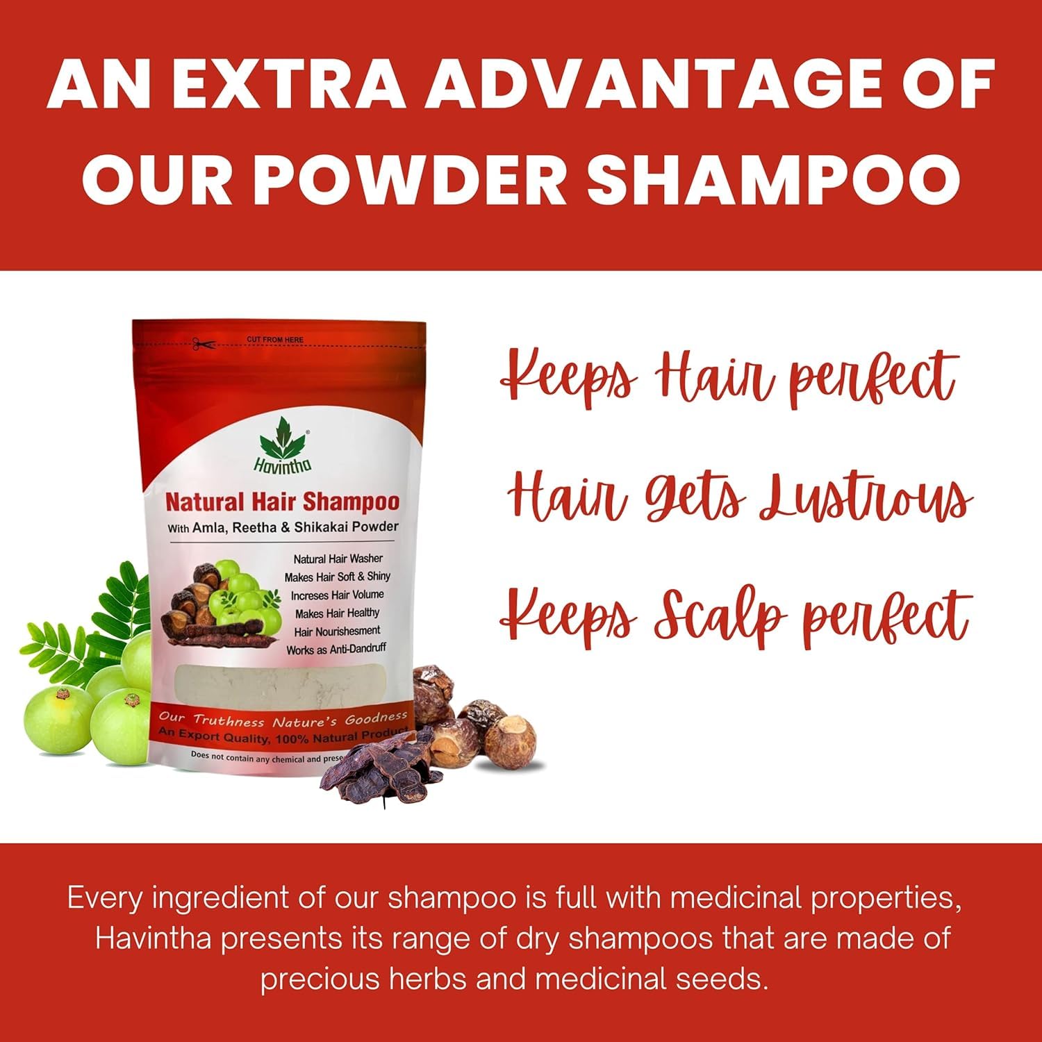 Amla Reetha Shikakai Powder Natural Hair Shampoo for Hair - 227 Grams