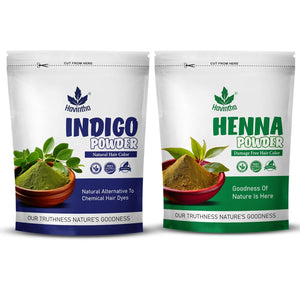 Havintha Natural Indigo Powder and Henna Powder Combo for Black Hair Colour (200g+200g)