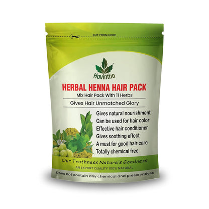 Havintha Natural Herbal Henna Hair Pack 11 Herbs Mix Mehndi Powder (227 g)