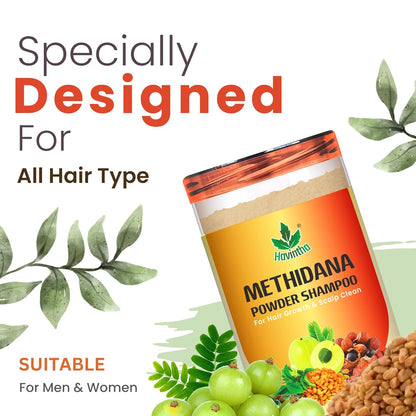 Havintha Natural Hair Shampoo With Herbal Amla Reetha Shikakai And Methi Dana Powder For Men &amp; Women, Totally Organic | Paraben And Sulphate Free Shampoo - 500gm