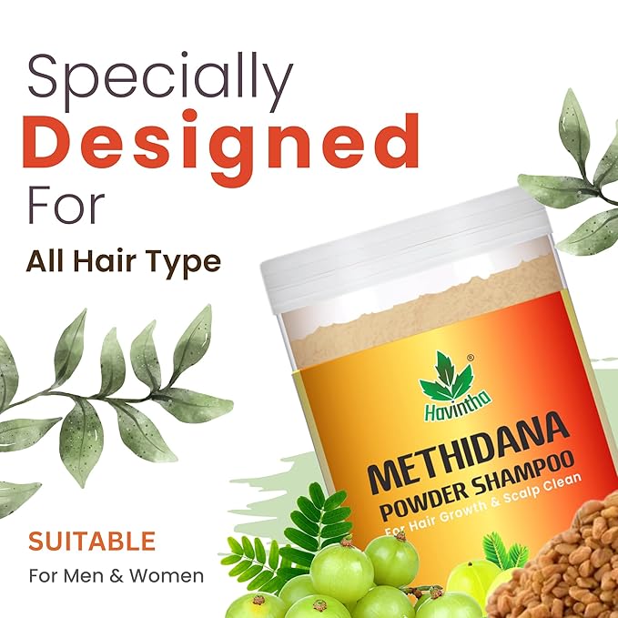 Havintha Natural Hair Shampoo With Herbal Amla Reetha Shikakai And Methi Dana Powder For Men &amp; Women, Totally Organic | Paraben And Sulphate Free Shampoo - 500gm