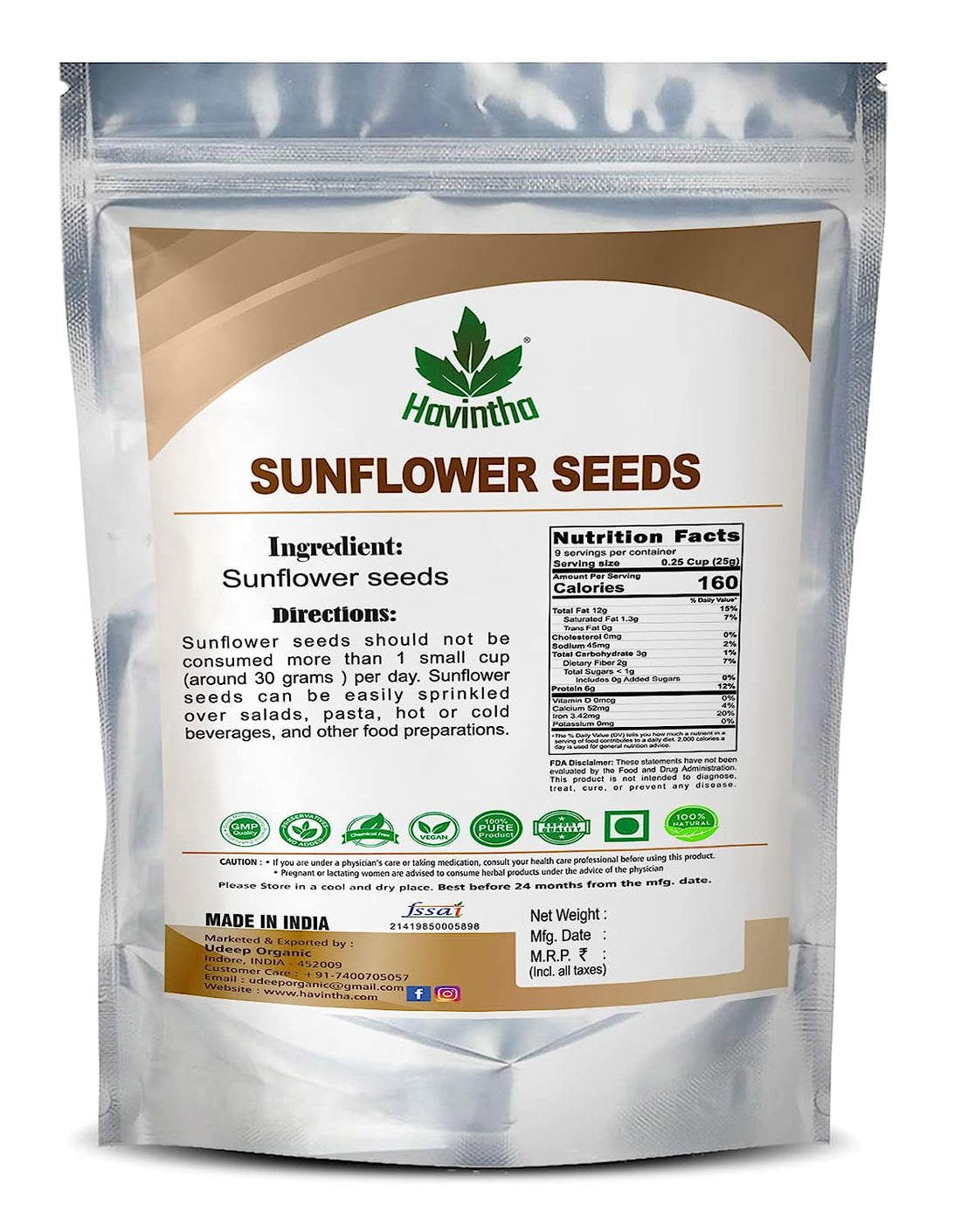 Havintha Natural Sunflower Seed-227gm