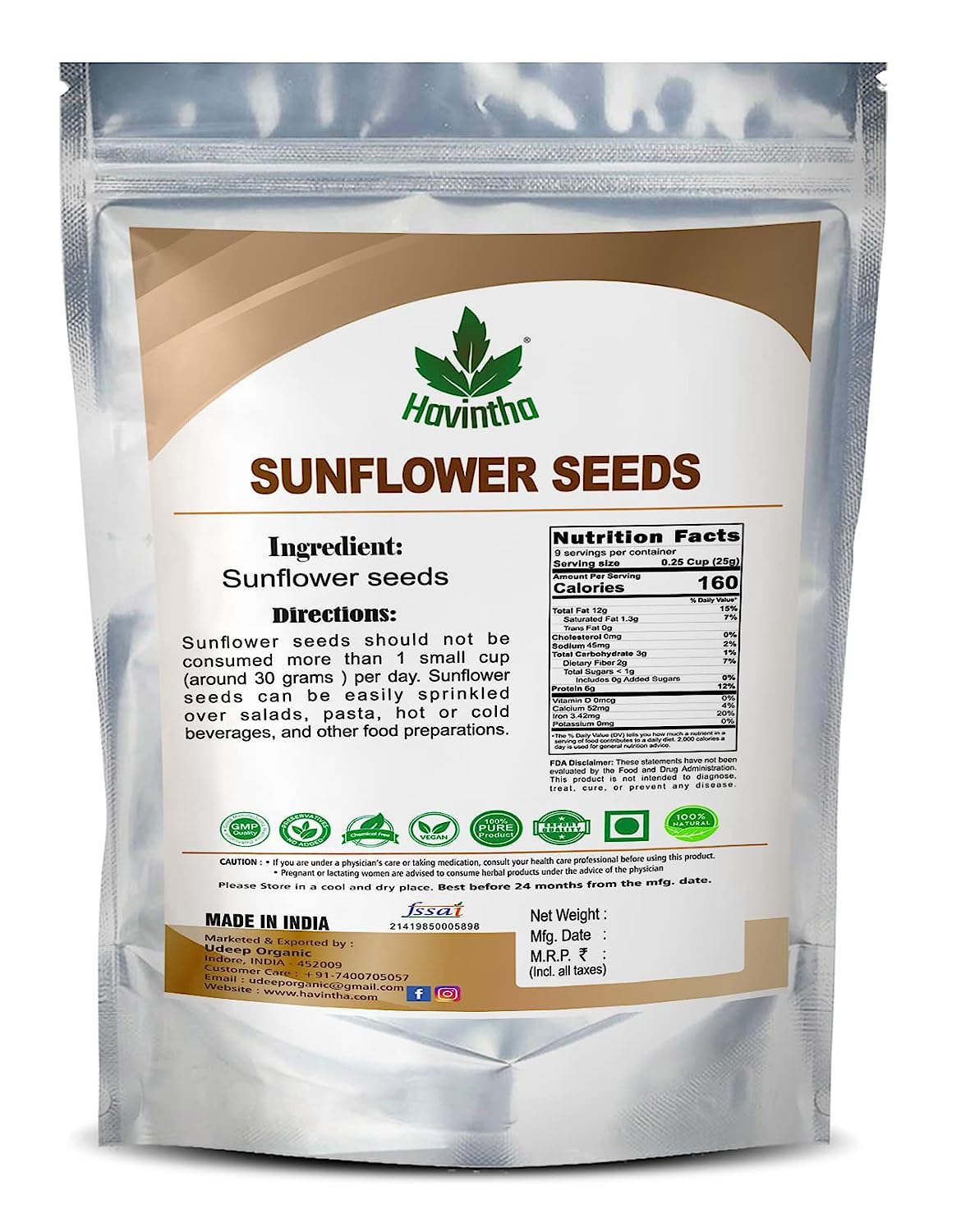Havintha Natural Sunflower Seed-227gm