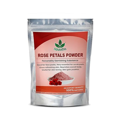 Havintha Rose Petals Powder For Natural Face Packs &amp; Facial Mask Formulations | 100% Pure | Fairness Hyper Pigmentation Dark Spots &amp; Circles - 227 grams