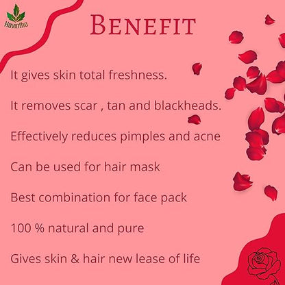 Havintha Rose Petals Powder For Natural Face Packs &amp; Facial Mask Formulations | 100% Pure | Fairness Hyper Pigmentation Dark Spots &amp; Circles - 227 grams