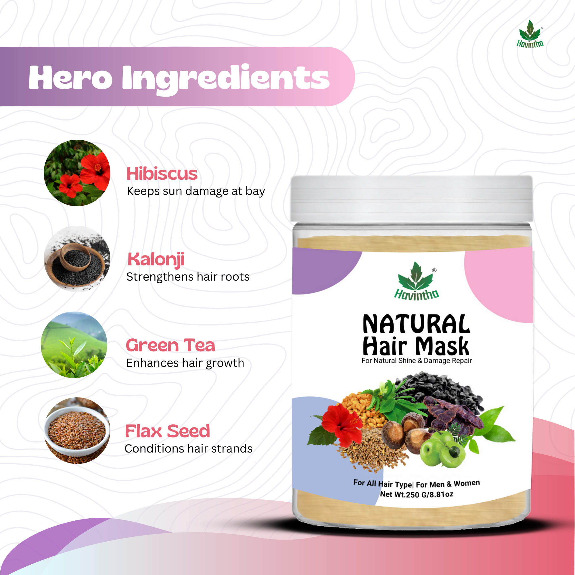 Havintha hair mask for reducing hair fall split ends | Lustre | shining | nourishment 250grams