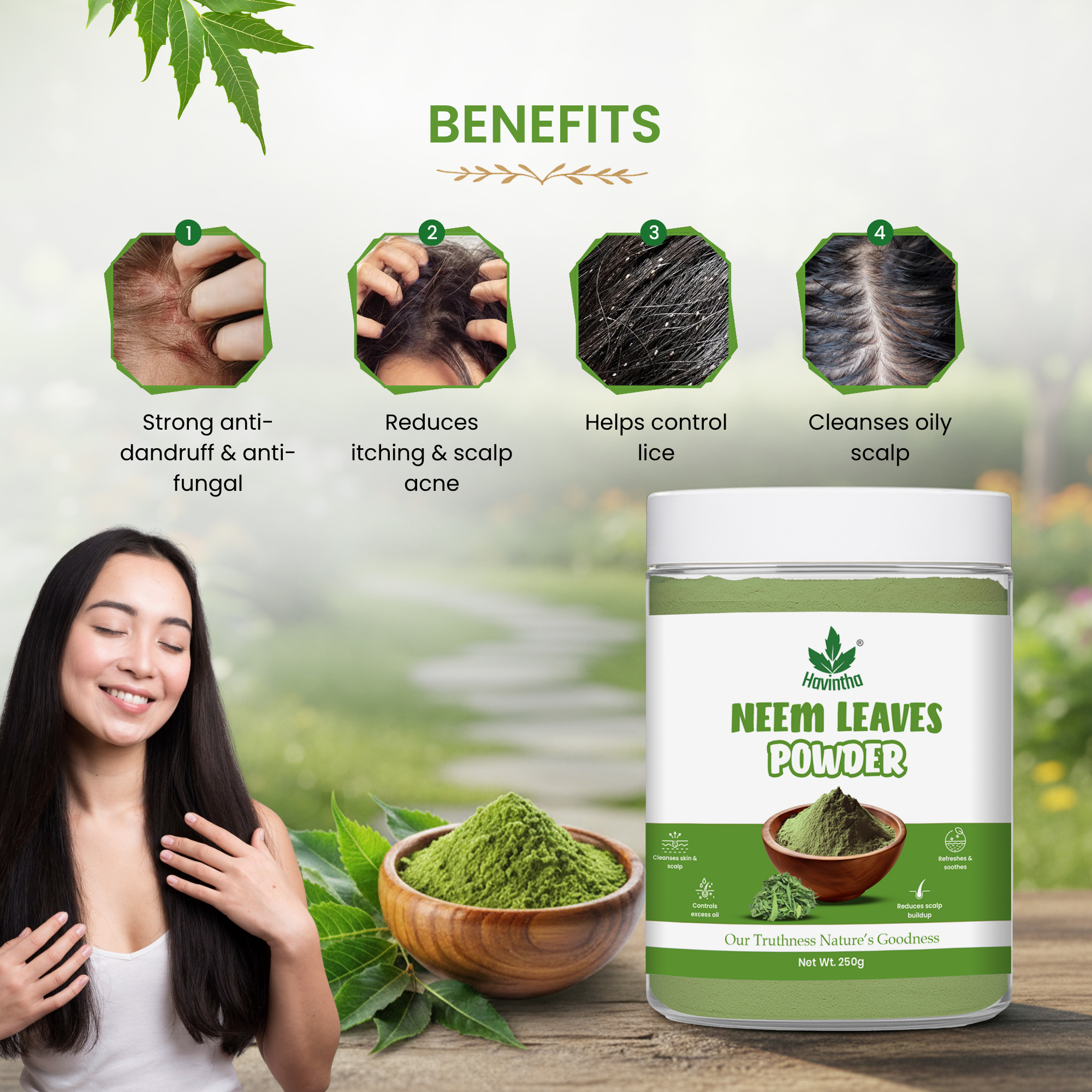 Havintha Neem Leaf Powder 100g | Natural Herbal Powder for Acne Care, Hair Strength &amp; Scalp Health