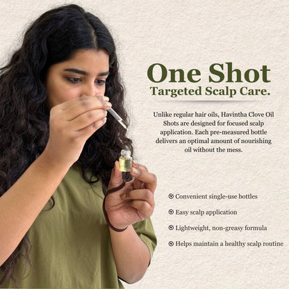 Havintha Anti-Dandruff 5% Clove Oil Shots For  Hair – 8 Bottles × 6 ml (48 ml) | Helps Reduce Dandruff &amp; Soothe Itchy Scalp