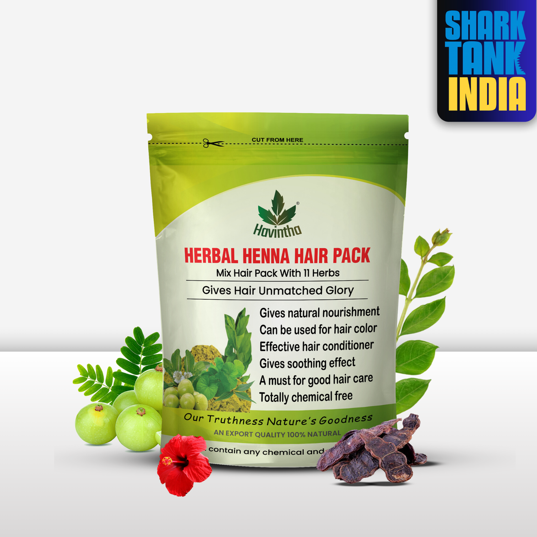 Havintha Natural Herbal Henna Hair Pack 11 Herbs Mix Mehndi Powder (227 g)